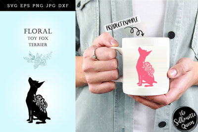Floral Toy Fox Terrier Dog svg file for cricut, for silhouette, cut eps, cutting png, cuttable dxf, Instant Download design SVG Loveleen Kaur 