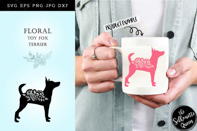 Floral Toy Fox Terrier Dog svg file for cricut, for silhouette, cut eps, cutting png, cuttable dxf, Instant Download design SVG Loveleen Kaur 