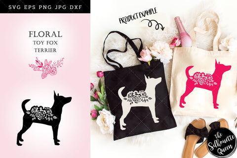 Floral Toy Fox Terrier Dog svg file for cricut, for silhouette, cut eps, cutting png, cuttable dxf, Instant Download design SVG Loveleen Kaur 