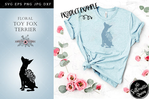 Floral Toy Fox Terrier Dog svg file for cricut, for silhouette, cut eps, cutting png, cuttable dxf, Instant Download design SVG Loveleen Kaur 