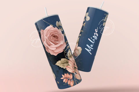 Floral Tumbler, Add Your Own Name Tumbler, Skinny Tumbler 20 oz Design Wrap, Seamless Sublimation Design PNG, Skinny Travel Tumbler Sublimation Syre Digital Creations 