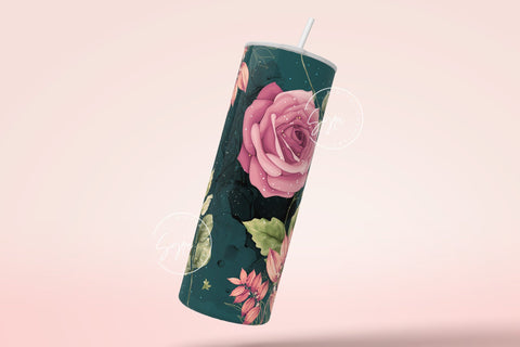 Floral Tumbler, Add Your Own Name Tumbler, Skinny Tumbler 20 oz Design Wrap, Seamless Sublimation Design PNG, Skinny Travel Tumbler Sublimation Syre Digital Creations 