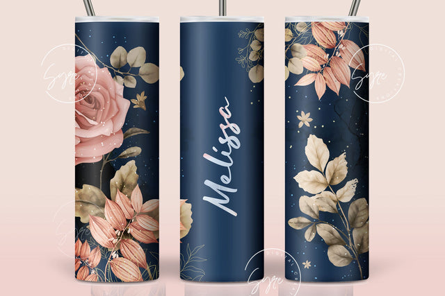 Floral Tumbler, Add Your Own Name Tumbler, Skinny Tumbler 20 oz Design Wrap, Seamless Sublimation Design PNG, Skinny Travel Tumbler Sublimation Syre Digital Creations 