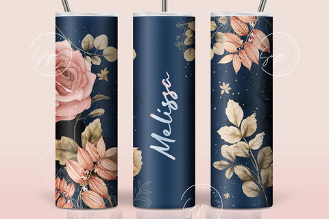Floral Tumbler, Add Your Own Name Tumbler, Skinny Tumbler 20 oz Design Wrap, Seamless Sublimation Design PNG, Skinny Travel Tumbler Sublimation Syre Digital Creations 