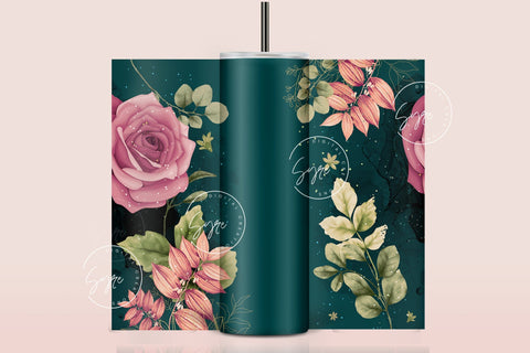 Floral Tumbler, Add Your Own Name Tumbler, Skinny Tumbler 20 oz Design Wrap, Seamless Sublimation Design PNG, Skinny Travel Tumbler Sublimation Syre Digital Creations 