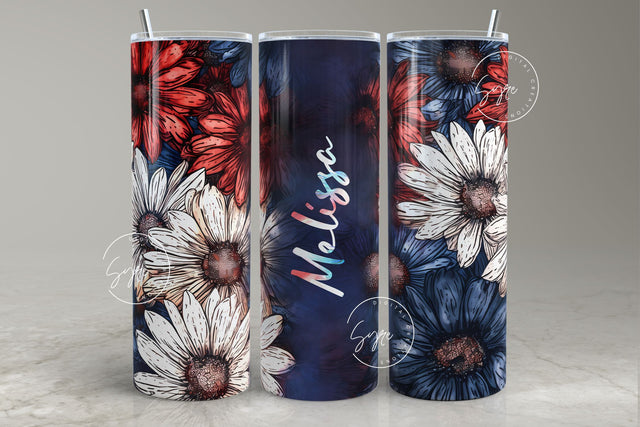 Floral Tumbler, Add Your Own Name Tumbler, Skinny Tumbler 20 oz Design Wrap, Seamless Sublimation Design PNG, Skinny Travel Tumbler Sublimation Syre Digital Creations 
