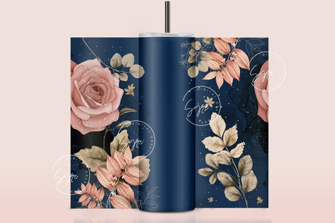 Floral Tumbler, Add Your Own Name Tumbler, Skinny Tumbler 20 oz Design Wrap, Seamless Sublimation Design PNG, Skinny Travel Tumbler Sublimation Syre Digital Creations 