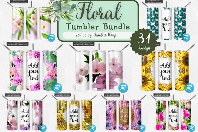 Floral Tumbler Bundle Sublimation Regulrcrative 