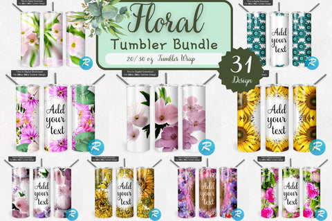 Floral Tumbler Bundle Sublimation Regulrcrative 