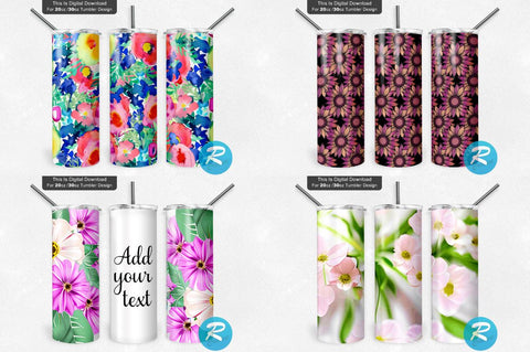 Floral Tumbler Bundle Sublimation Regulrcrative 