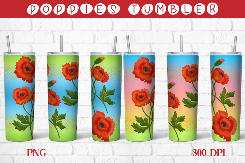 Floral tumbler design | Poppies sublimation Sublimation Svetana Studio 