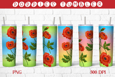 Floral tumbler design | Poppies sublimation Sublimation Svetana Studio 