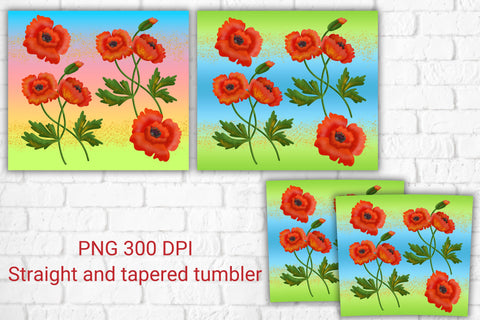 Floral tumbler design | Poppies sublimation Sublimation Svetana Studio 