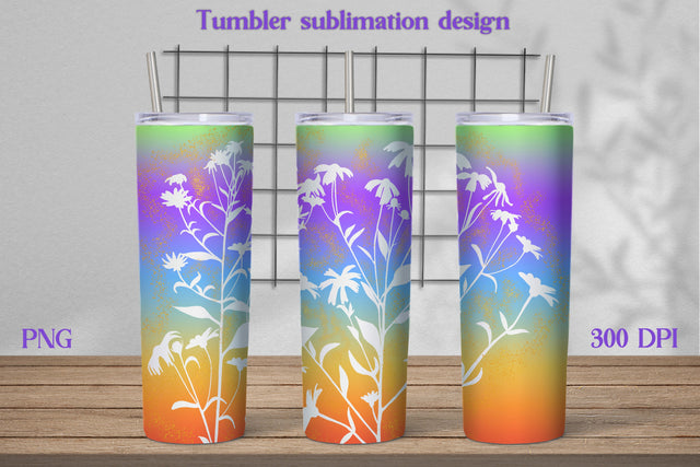 Floral tumbler design | Silhouette flower sublimation Sublimation Svetana Studio 