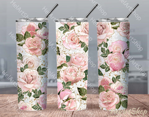 Floral Tumbler PNG, Blush Pink SKINNY TUMBLER 20 Oz Sublimation _HelArtShop_ 