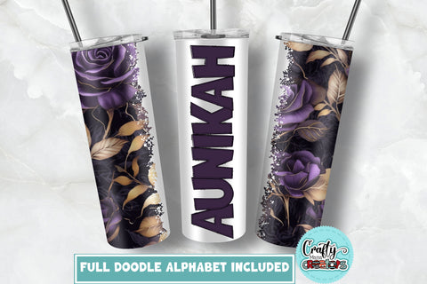 Floral Tumbler Wrap Bundle With Doodle Letters SVG Crafty Mama Studios 