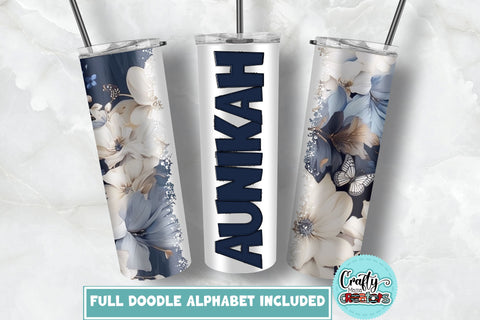 Floral Tumbler Wrap Bundle With Doodle Letters SVG Crafty Mama Studios 