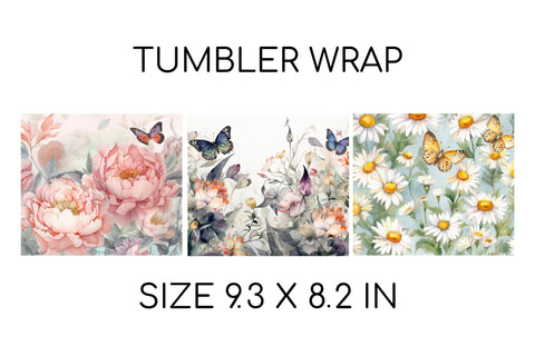 Floral Tumbler Wrap, Summer Tumbler Sublimation Designs Sublimation OrangeBrushStudio 