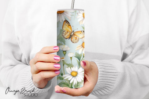 Floral Tumbler Wrap, Summer Tumbler Sublimation Designs Sublimation OrangeBrushStudio 