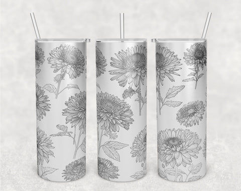 Floral Tumbler Wraps Bundle, 20 Oz Skinny Tumbler Flowers Sublimation Designs, Seamless Rose, Daisy, Aster, Lily And Lotus PNG, 5 Designs Sublimation HappyDesignStudio 