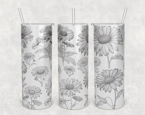 Floral Tumbler Wraps Bundle, 20 Oz Skinny Tumbler Flowers Sublimation Designs, Seamless Rose, Daisy, Aster, Lily And Lotus PNG, 5 Designs Sublimation HappyDesignStudio 