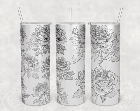 Floral Tumbler Wraps Bundle, 20 Oz Skinny Tumbler Flowers Sublimation Designs, Seamless Rose, Daisy, Aster, Lily And Lotus PNG, 5 Designs Sublimation HappyDesignStudio 