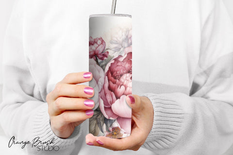 Floral Tumbler Wraps, Summer Tumbler Sublimation Designs Sublimation OrangeBrushStudio 