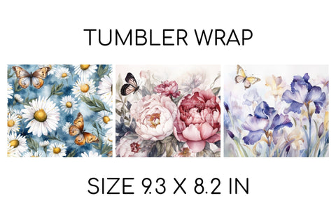 Floral Tumbler Wraps, Summer Tumbler Sublimation Designs Sublimation OrangeBrushStudio 