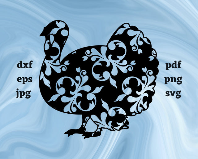 Floral Turkey SVG Cut File SVG Northern Light SVG 