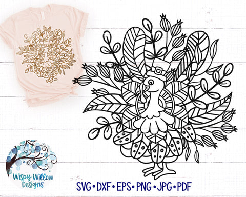 Floral Turkey SVG SVG Wispy Willow Designs 