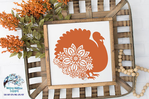 Floral Turkey SVG | Turkey Mandala SVG Cut File SVG Wispy Willow Designs 