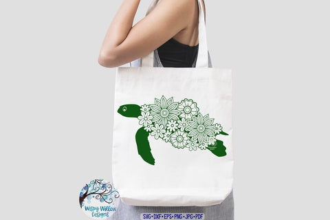 Floral Turtle SVG Cut File SVG Wispy Willow Designs 