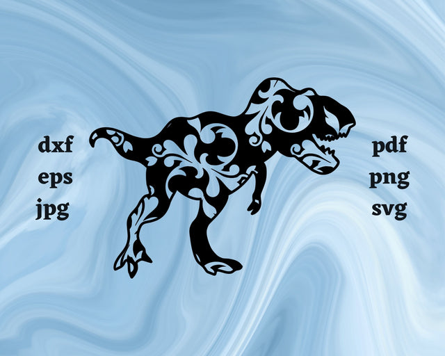 Floral Tyrannosaurus Rex SVG Cut File SVG Northern Light SVG 