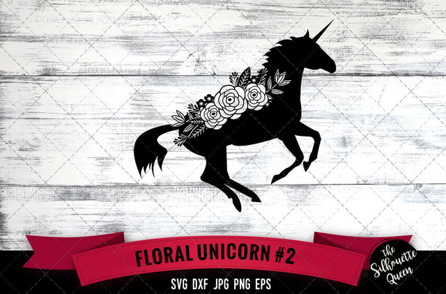 Floral Unicorn 2 Vector Silhouette File SVG Loveleen Kaur 