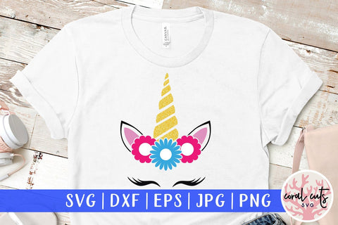 Floral Unicorn Face - Unicorn SVG EPS DXF PNG SVG CoralCutsSVG 
