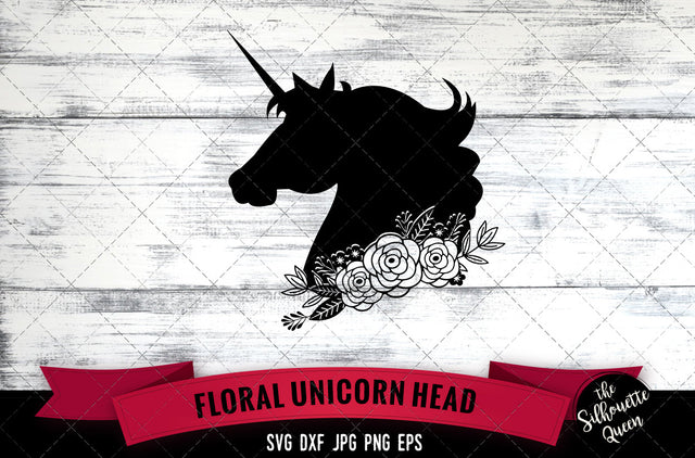 Floral Unicorn head 3 Vector Silhouette File SVG Loveleen Kaur 