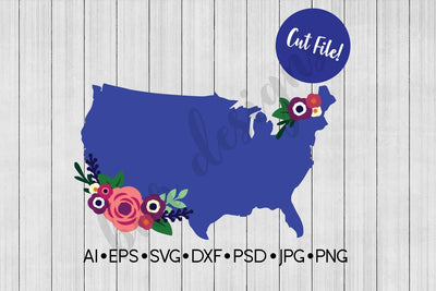 Floral United States SVG SVG BNRDesignShop 