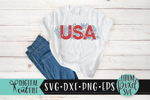Floral USA- Fourth of July SVG SVG Lilium Pixel SVG 