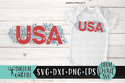 Floral USA- Fourth of July SVG SVG Lilium Pixel SVG 