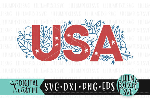 Floral USA- Fourth of July SVG SVG Lilium Pixel SVG 
