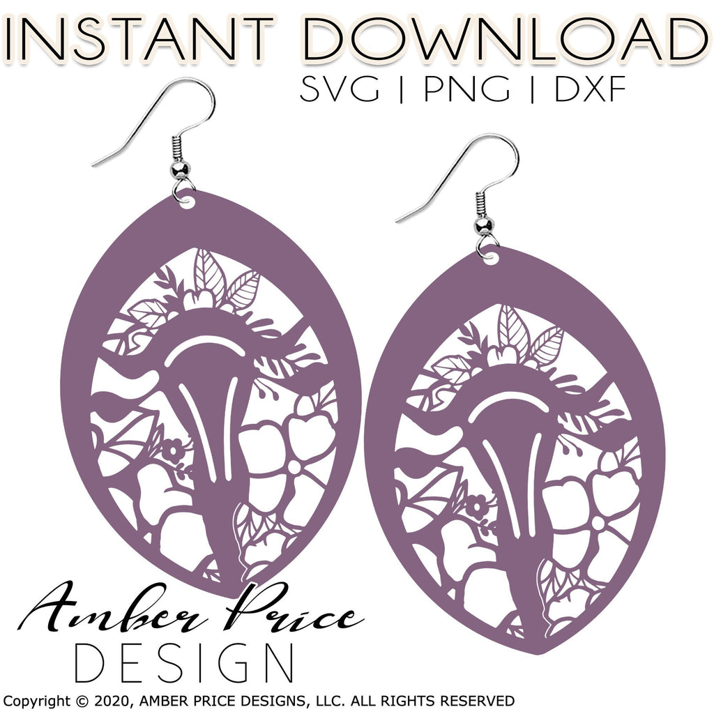 Floral Uterus Earrings SVG PNG DXF | Midwife Doula OBGYN SVG projects ...