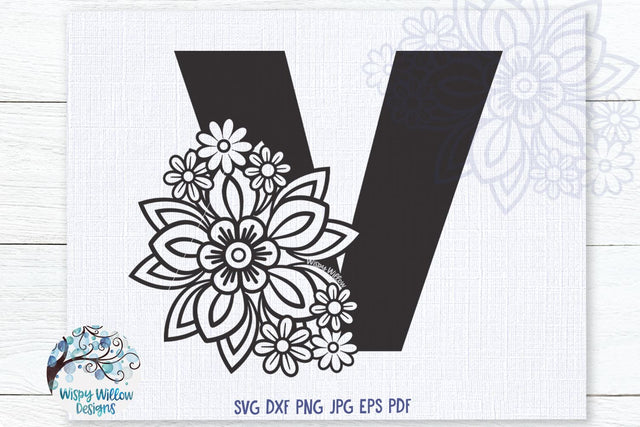 Floral V SVG SVG Wispy Willow Designs 