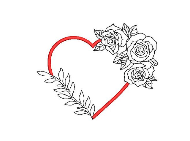 Floral Valentine Heart Machine Embroidery Design Embroidery/Applique DESIGNS Canada Embroidery 