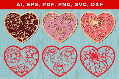 Floral Valentine Hearts for Mantle or Table Top SVG MD JOYNAL ABDIN 