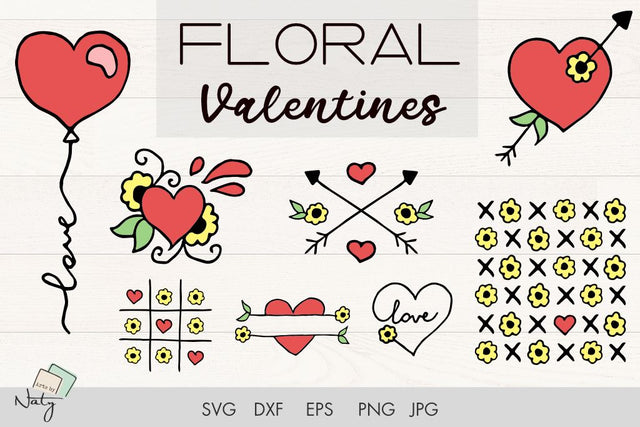 Floral Valentines SVG heart illustration SVG Arts By Naty 