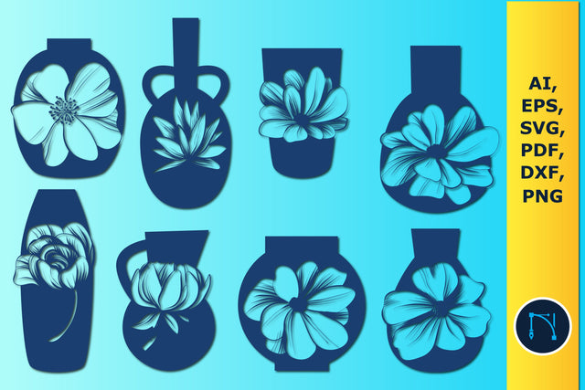 floral vases Silhouettes SVG bundle SVG MD JOYNAL ABDIN 