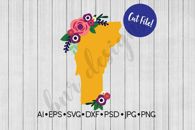 Floral Vermont SVG SVG BNRDesignShop 