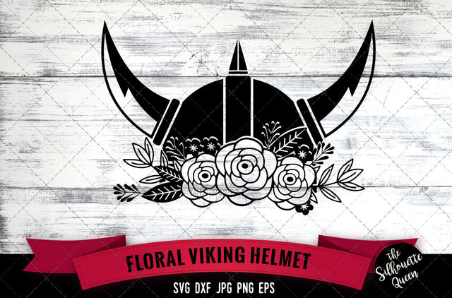Floral Viking Helmet Vector Silhouette File SVG Loveleen Kaur 