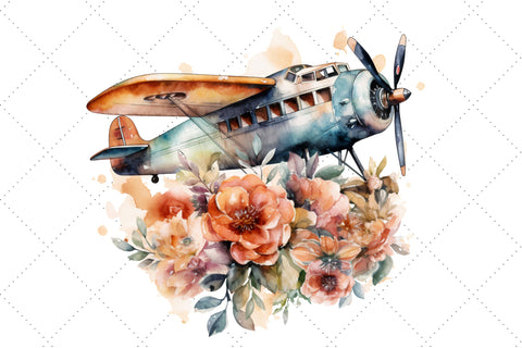 Floral Vintage Airplane Clipart Bundle, Sublimation, Floral Vintage Airplane Sublimation FloridPrintables 