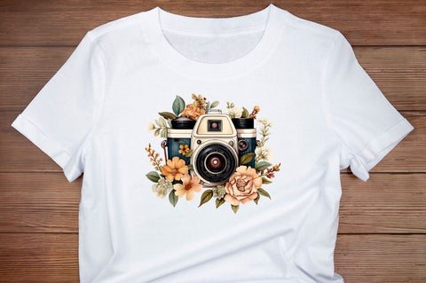 Floral Vintage Camera Clipart Bundle Sublimation Regulrcrative 